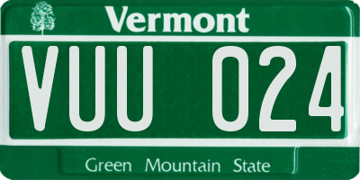 VT license plate VUU024