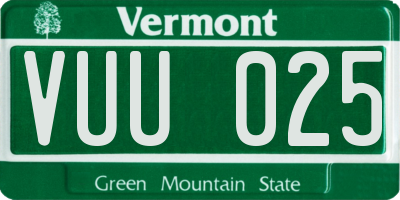 VT license plate VUU025