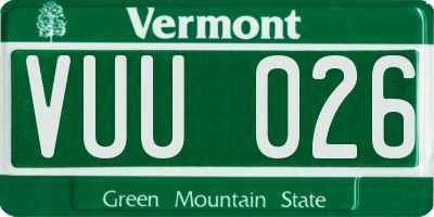 VT license plate VUU026