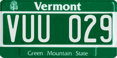 VT license plate VUU029