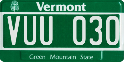 VT license plate VUU030