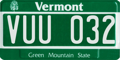VT license plate VUU032