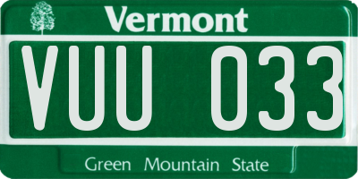VT license plate VUU033