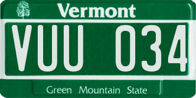 VT license plate VUU034