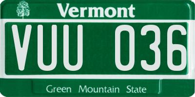 VT license plate VUU036