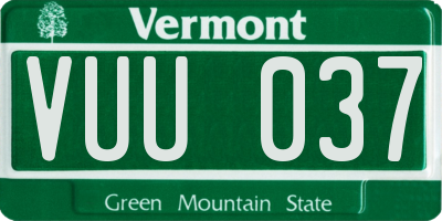 VT license plate VUU037