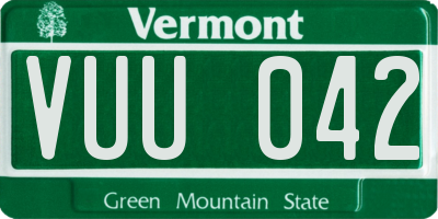 VT license plate VUU042