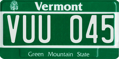 VT license plate VUU045