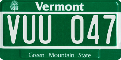 VT license plate VUU047