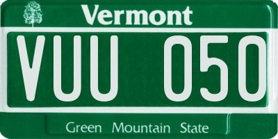 VT license plate VUU050