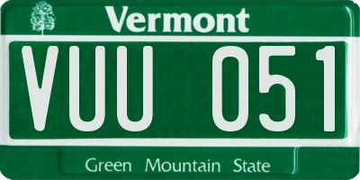 VT license plate VUU051