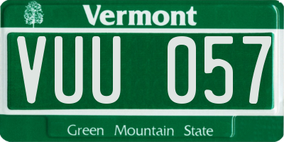 VT license plate VUU057