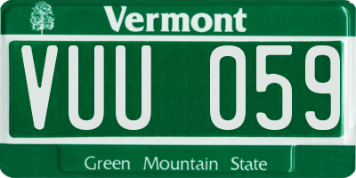 VT license plate VUU059