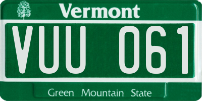 VT license plate VUU061