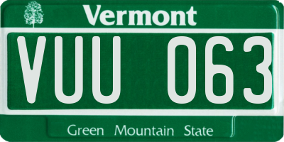 VT license plate VUU063