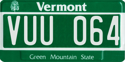 VT license plate VUU064