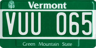 VT license plate VUU065