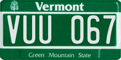 VT license plate VUU067
