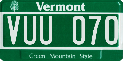 VT license plate VUU070