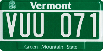 VT license plate VUU071