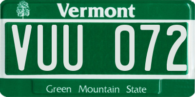 VT license plate VUU072