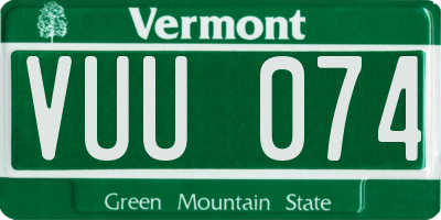 VT license plate VUU074