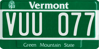 VT license plate VUU077