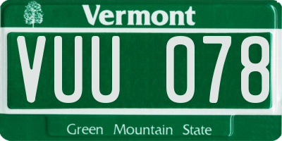 VT license plate VUU078