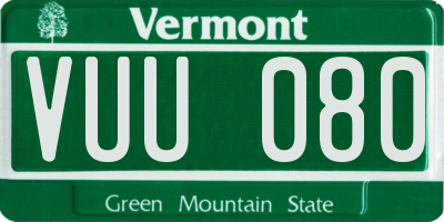 VT license plate VUU080