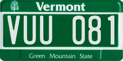 VT license plate VUU081
