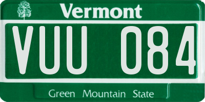 VT license plate VUU084
