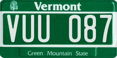 VT license plate VUU087