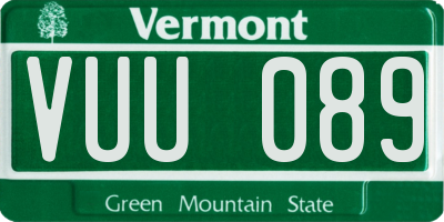 VT license plate VUU089