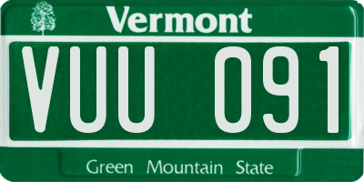 VT license plate VUU091