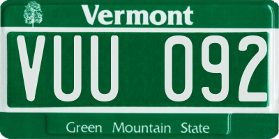 VT license plate VUU092
