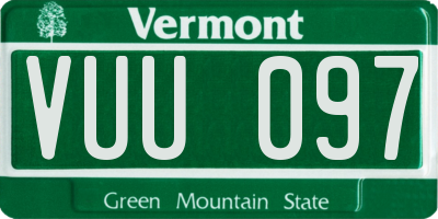 VT license plate VUU097