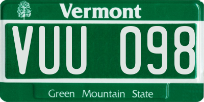 VT license plate VUU098