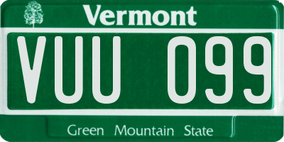 VT license plate VUU099