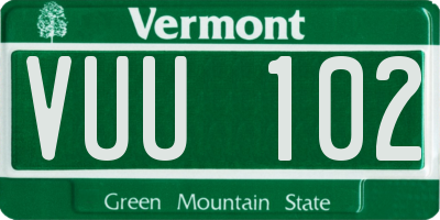 VT license plate VUU102