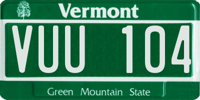 VT license plate VUU104