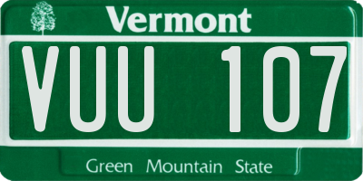 VT license plate VUU107