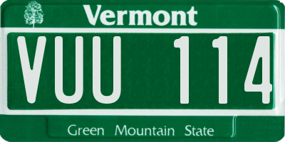 VT license plate VUU114