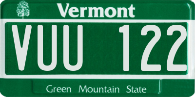 VT license plate VUU122