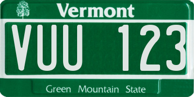 VT license plate VUU123