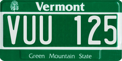 VT license plate VUU125
