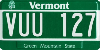 VT license plate VUU127