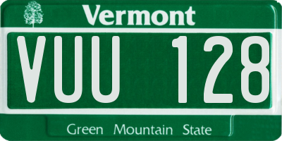 VT license plate VUU128