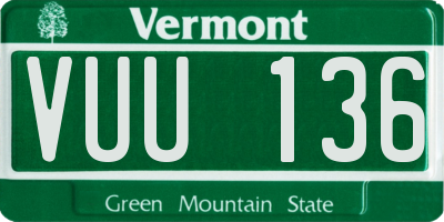 VT license plate VUU136