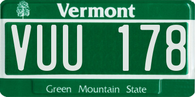 VT license plate VUU178
