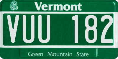 VT license plate VUU182